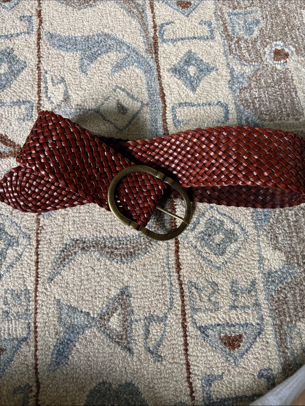 Sezane Woven Leather Belt in Deep Chestnut